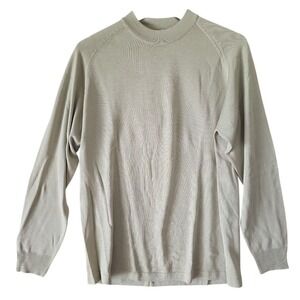 ANTHOLOGY Men's Beige Neutral Mock Neck Long Sleeve Silk‎ Knit Pullover S NWT